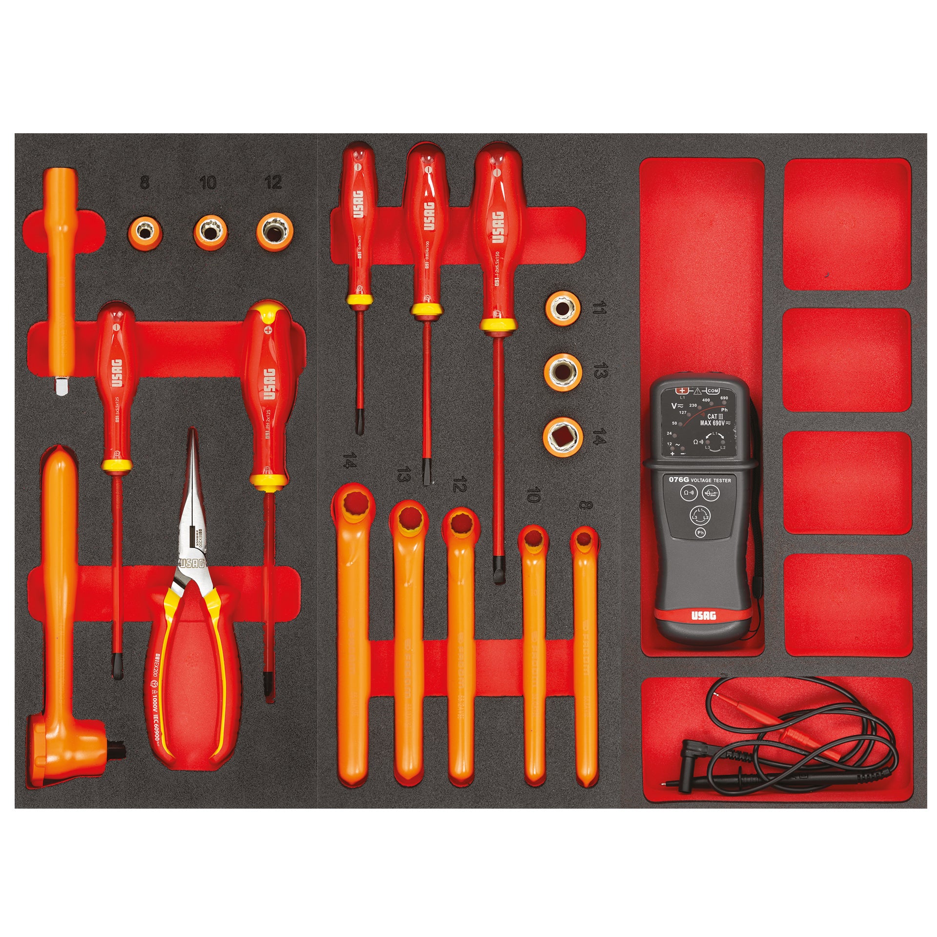 495 098HYB - Assortment for securing and maintaining battery cells (20 pcs) - 1 drawer - Usag - U04958010 495 098HYB - Assortment for securing and maintaining battery cells (20 pcs) - 1 drawer - Usag - U04958010